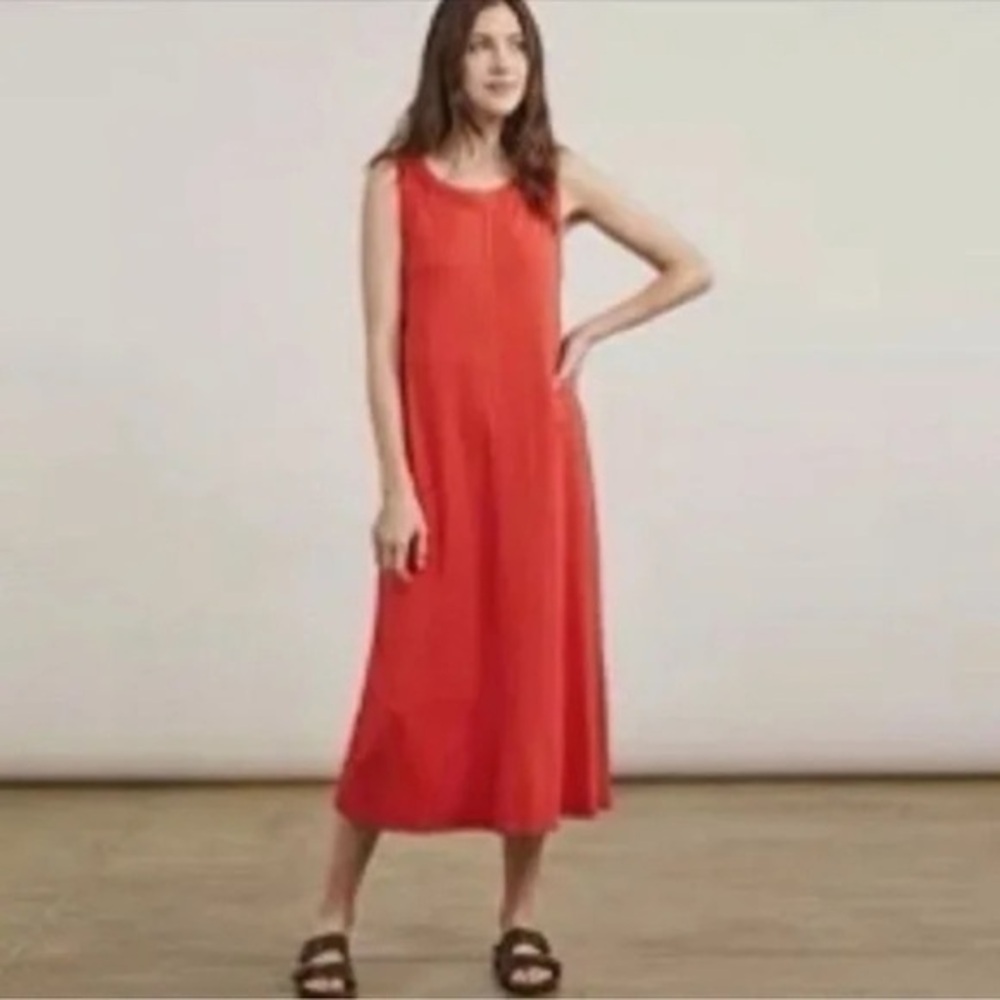 Elizabeth and James Orange Midi Cotton Dress Sz XXL